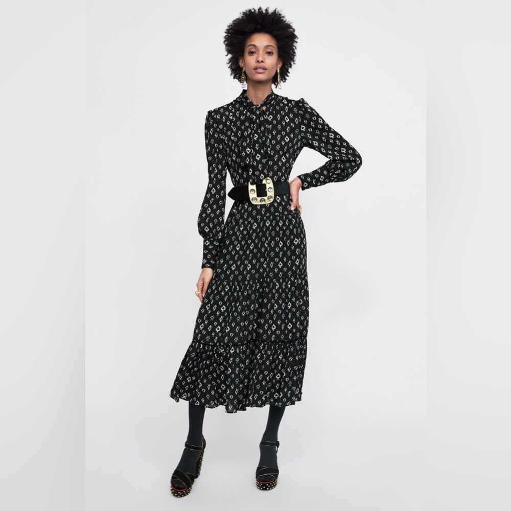Zara Rare Black White Spade Club Heart Dress